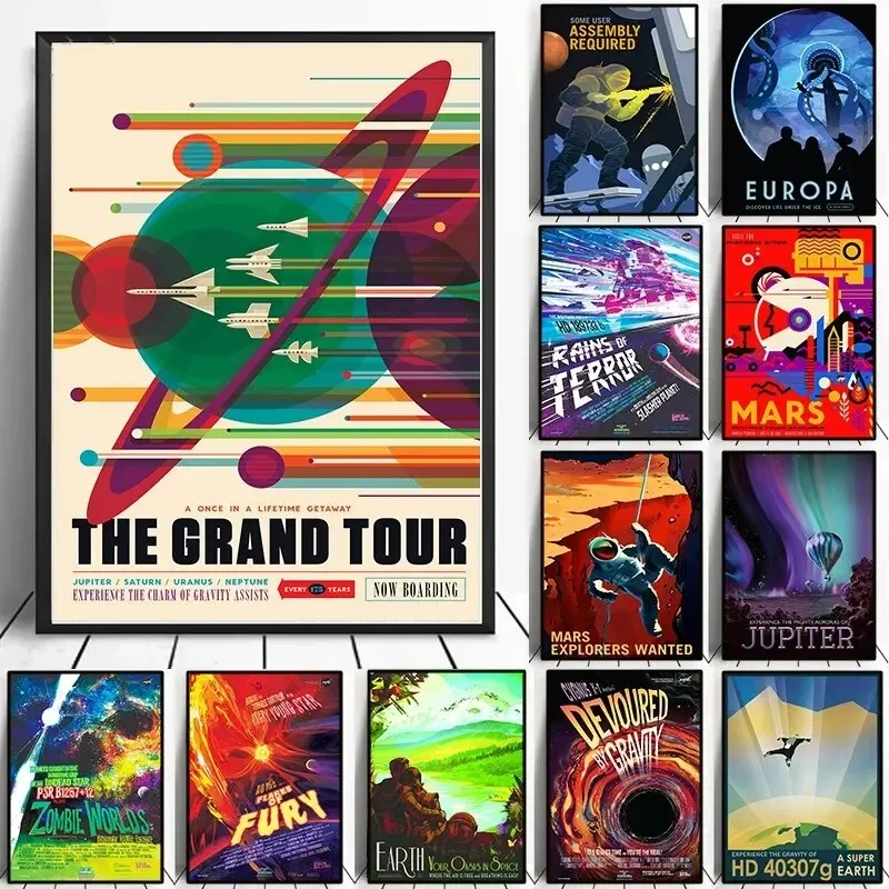 Space Universe Science Astronaut Minimalist Poster Print Wall Art Pictures Canvas Painting Living Room Bedroom Home Decor