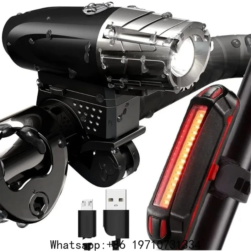 Waterproof Bike Lights, LED Bike Front Light with Taillight,USB Rechargeable Bicycle Lights 4 Modes Headlight for Cycling Safety