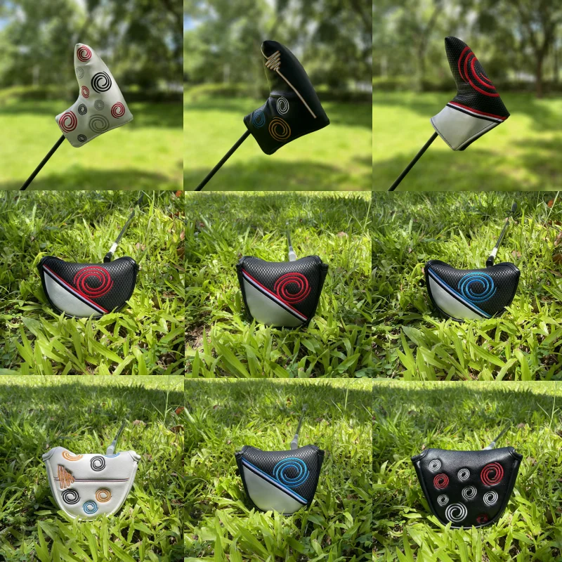 Variety of putter covers Golf club head cover L-shaped linear putter  cover Big and small Half round mallet club head cover