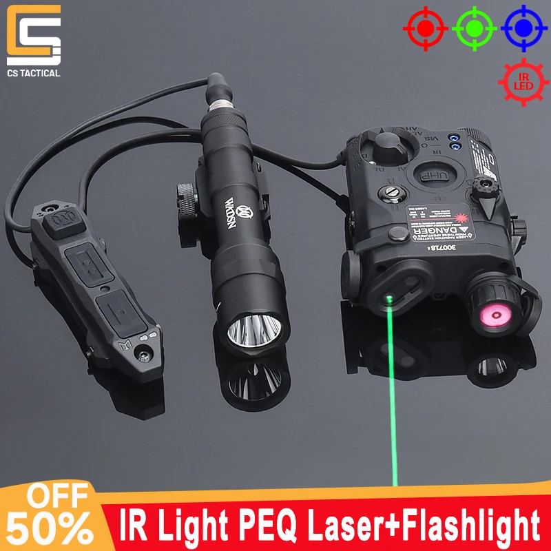 

WADSN Tactical M300 M600 Flashlight Red Green IR Laser PEQ Infrared Illumination Pressure Switch Hunting Weapon Airsoft Set