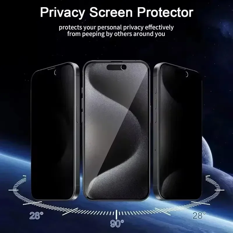 Protector de Pantalla de Privacidad de Cobertura Completa para iPhone 11 12 13 14 15 Pro Max 8 Plus Mejor Vidrio Anti-Espía 8K para iPhone 16 PRO XR XS MAX 2