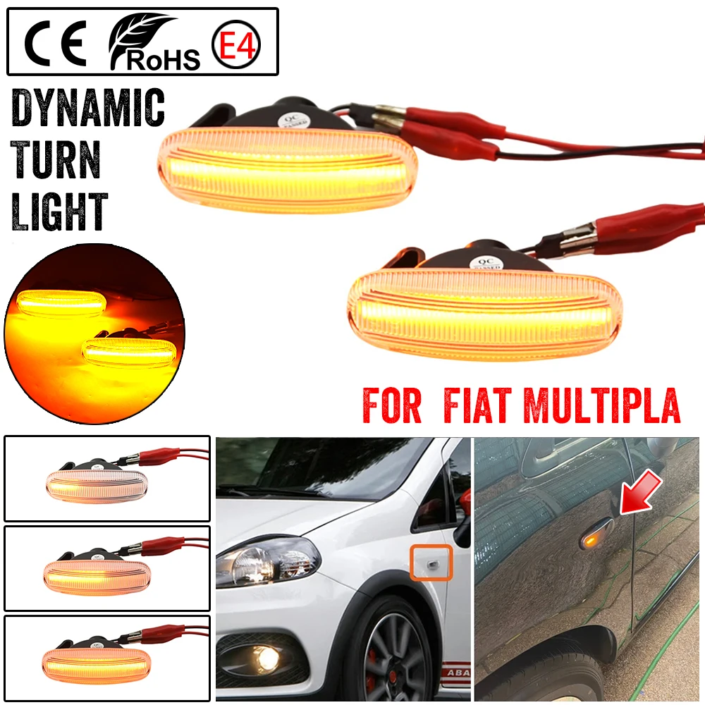 2Pcs For Fiat Panda 169 Grande Punto Inkl. Evo Doblo Fiorino Linea Idea Dynamic LED Side Marker Light Repeater Lamp