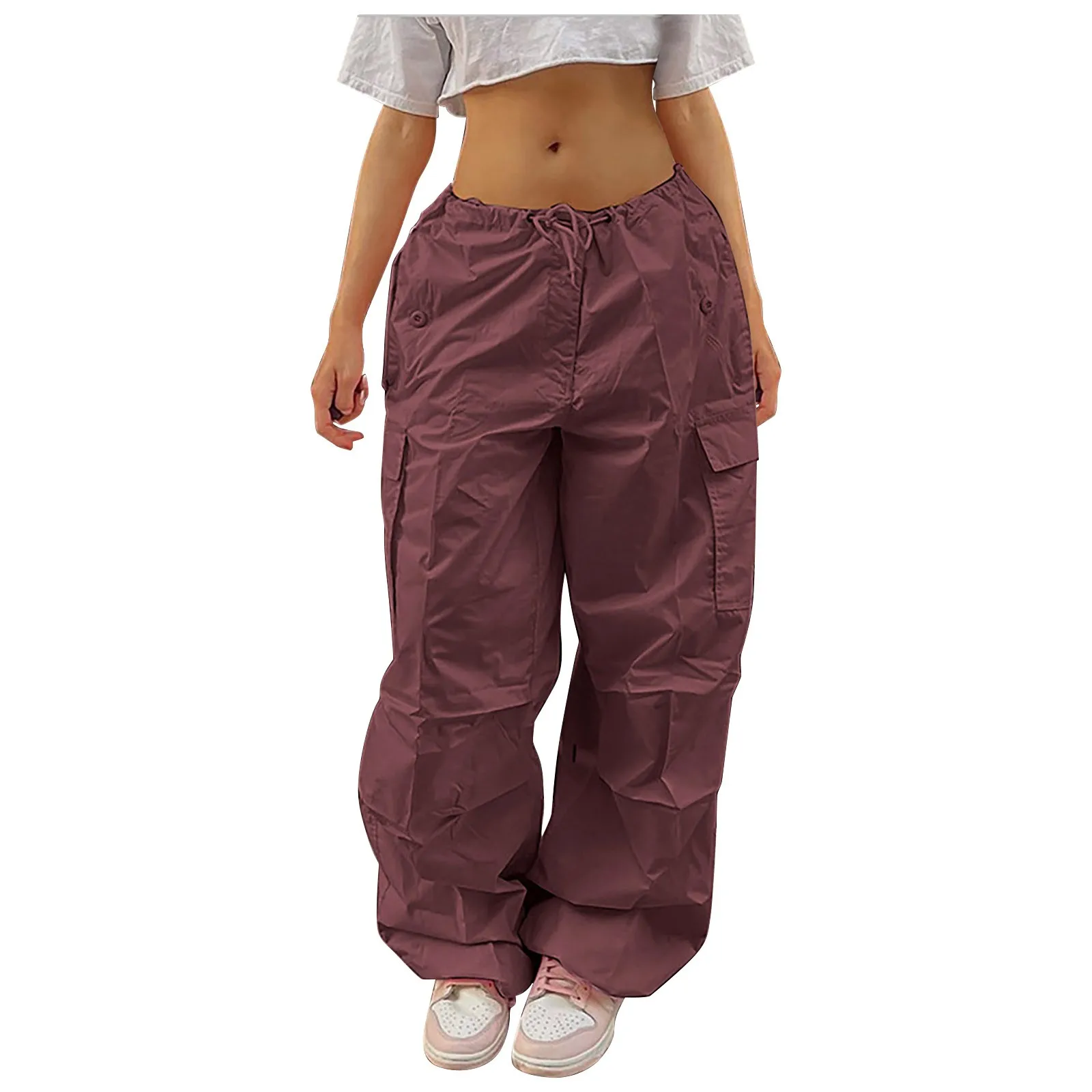 Y2K Clothing Oversized Drawstring Low Waist Parachute Loose Fit Sweatpants Trousers Women Jogger Cargo Pants Streetwear Outfits