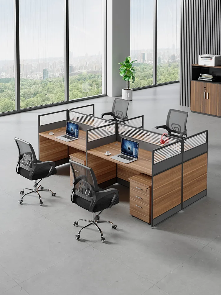 

Custom screen work card financial desk four-person computer desk simple modern office staff office desk and chair combination