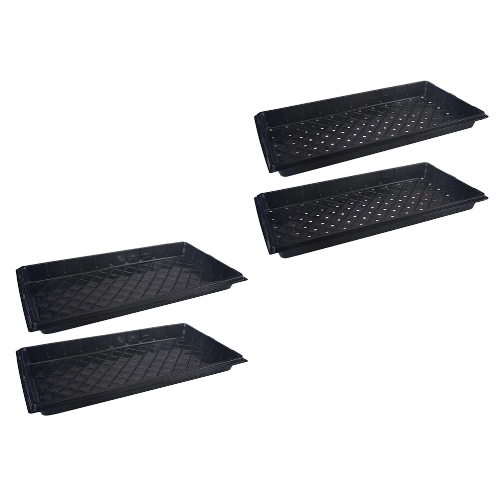 

4Pcs Flowerpot Tray Thickened Plastic Storage Planter Base Durable Rectangular Tray Seedling Cultivation Indoor Outdoor
