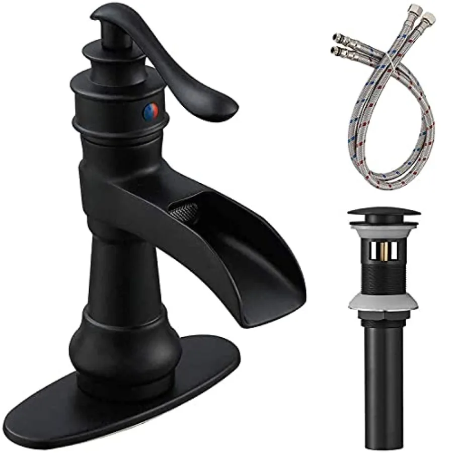 

Bathroom Faucet Sink Waterfall Bath Faucets Single Handle Single Hole Deck Mounted Farmhouse Antique Commercial Matching Pop up