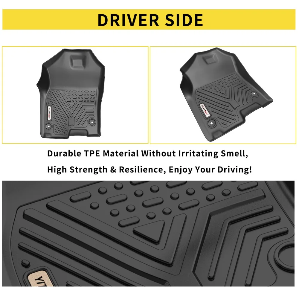 3D Floor Mats for 2019- 2024 Dodge Ram 1500 Crew Cab All Weather TPE Car Liners