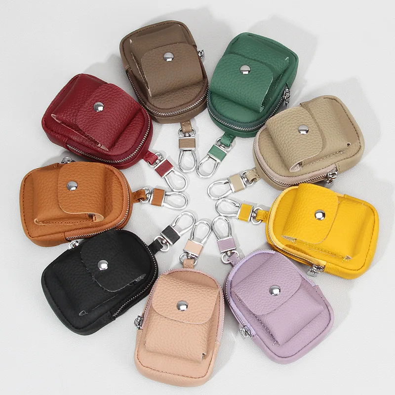 Cute Backpack Keychain Mini Cosmetic Pocket for Women Genuine Leather Keys Lipstick Change Organizer Pouch Zipper Coin Purses