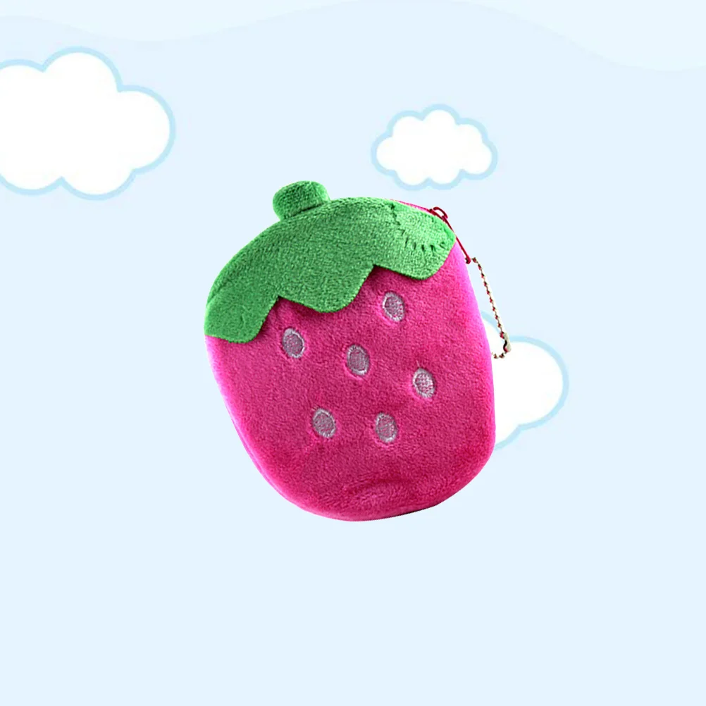 محفظة صغيرة بنمط الفاكهة الوردية للعملات المعدنية لتنظيم العناصر الصغيرة ومفاتيح أحمر الشفاه وكابل USB وسماعة الرأس