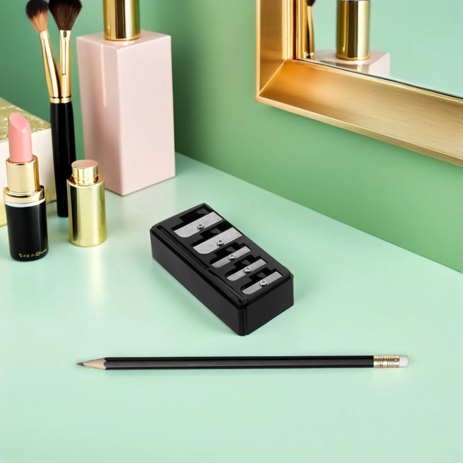 2Pcs 5 Hole Manual Eyebrow Pencil Sharpener Plastic Lid Precision Eyeliner Lip Pencil Sharpener Eyebrow Sharpening Tool