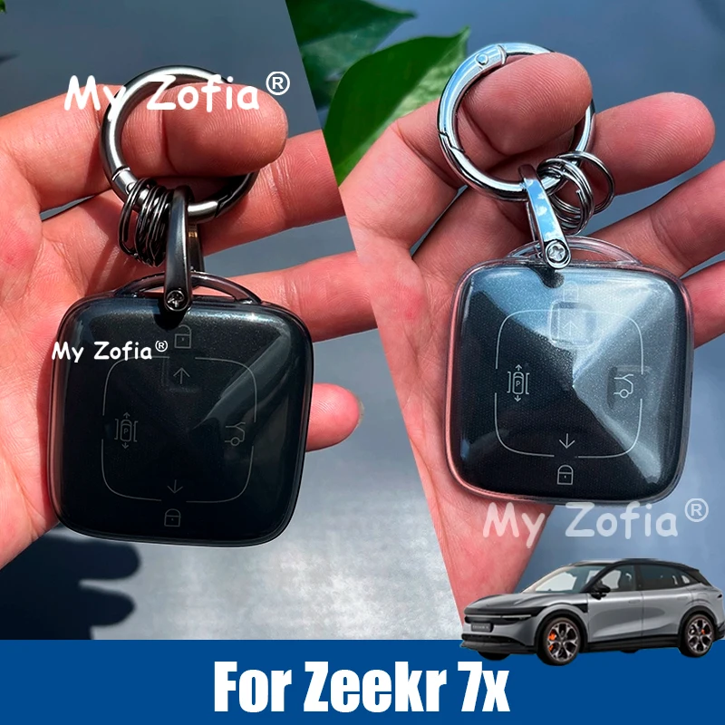 

For Zeekr 7X Car 2025 2026 Car Special TPU Key Cover Transparent Protection Key Case Buckle Keycahin Keyring Accessories