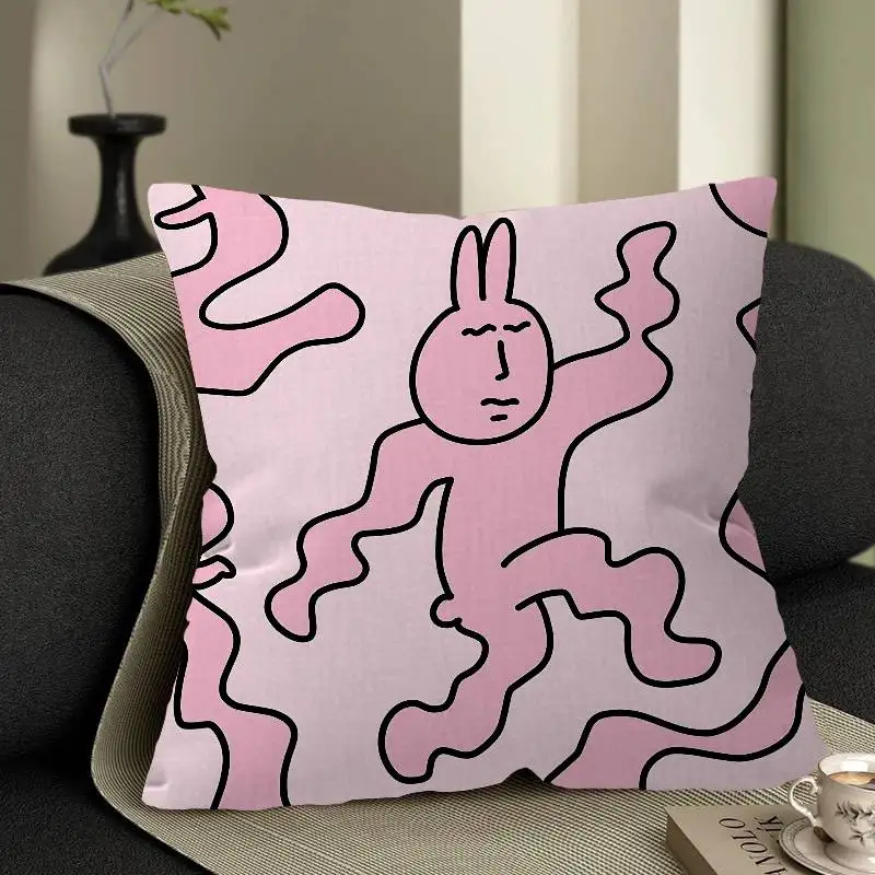 My F-Friend Pink Rabbit Funny 45*45cm Cushion Cover Pillow Cover Decor Pillowcase Home Pillowcase for Couch Pillow