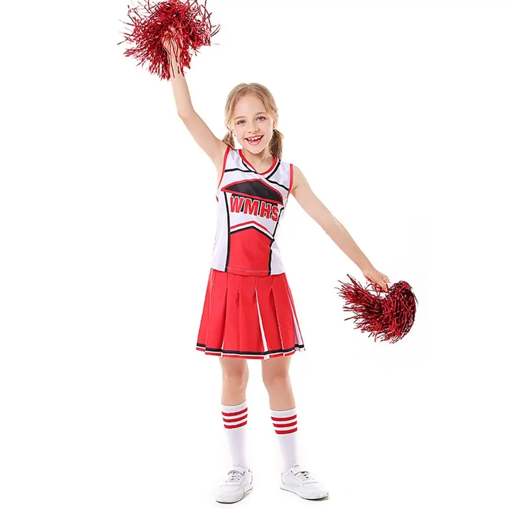Disfraces de animadora para niñas, uniforme de animadora con pompones, disfraces de animadora para niños, disfraces de Halloween