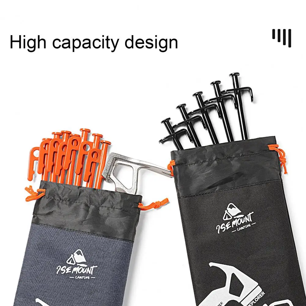 Tent Pegs Bag Soft Oxford Cloth Grocery Bag Storage Items Windbreak Rope Hammer Ground Nails Storage Pouch for Outdoor Camping