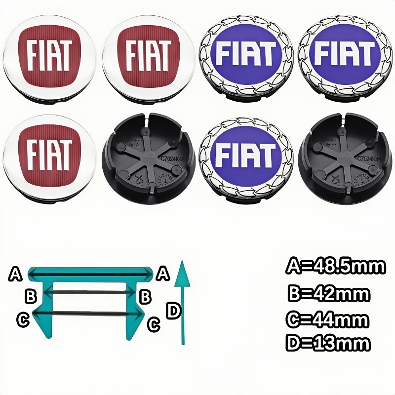 

4pcs 50mm 3D FIAT Hubcaps Emblems for fiat 500 Doblo Palio Aegea Punto Panda Siena Stilo Bravo centre Rim Refit Dust Proof Badge