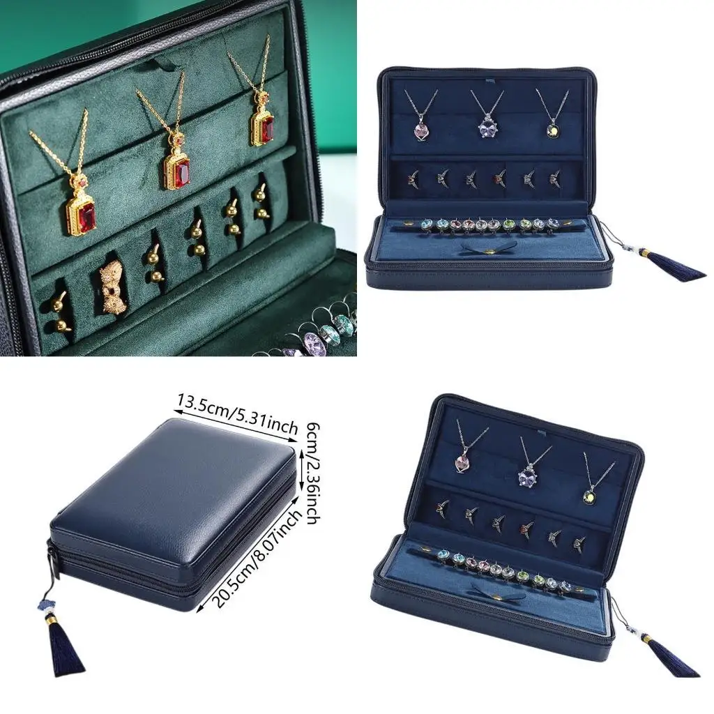 

652F Elegant PU Leather Jewelry Organizers with Drawers Large Capacity Accessory for Rings and Trinkets Home Organization