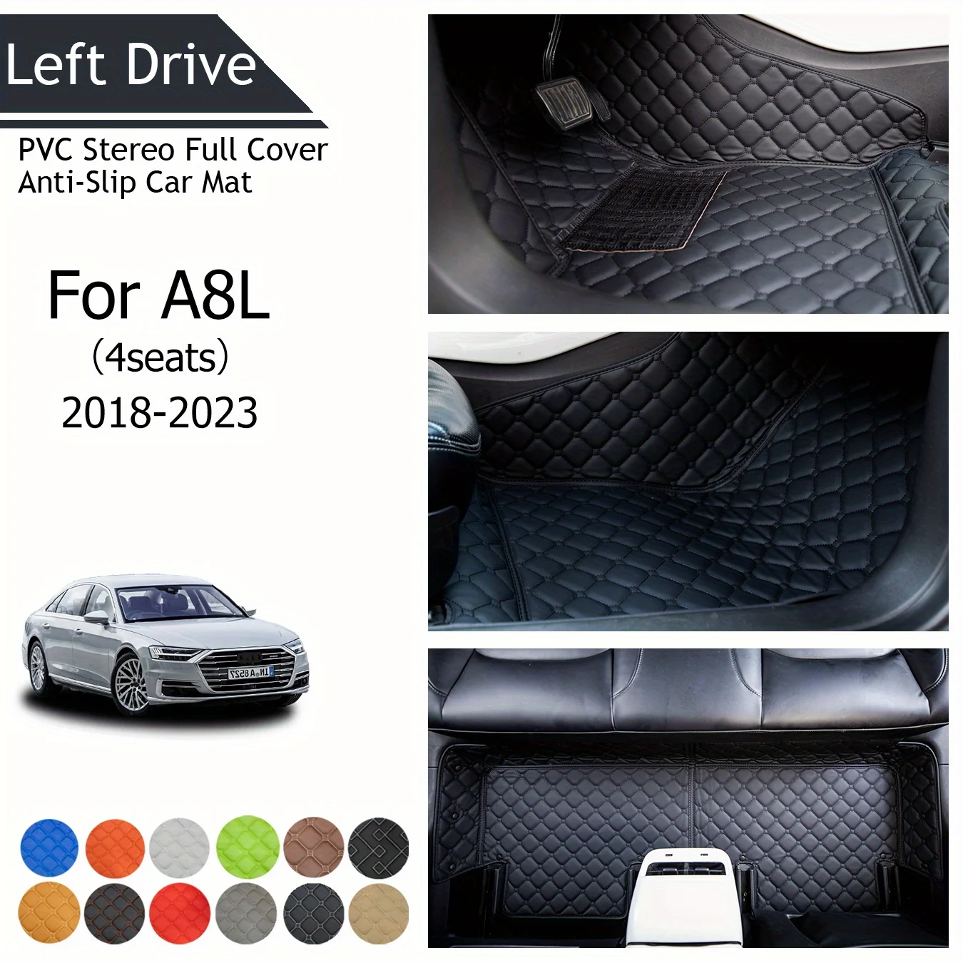 

TEGART 【LHD】For Audi For A8L（4seats） 2018-2023 Three Layer PVC Stereo Full Cover Anti-Slip Car Mat Car Floor Mat Car Accessories