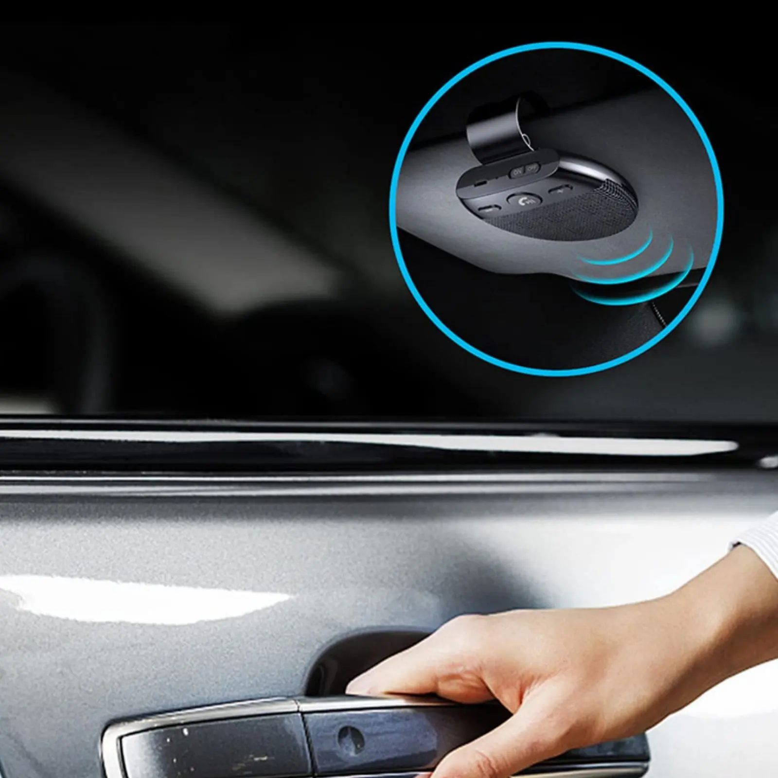 Voice Prompt Car Speakerphone Auto Reconnect Car Bluetooth Handsfree Phone Kit Visor Clip Bluetooth Speaker Long Battery Life
