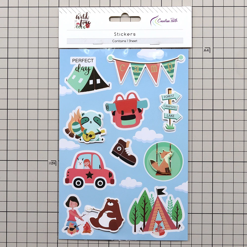 Creative Path Wild Time Deko-Aufkleberbögen, niedliche Tier-Camping-3D-Aufkleber für Scrapbooking, Journaling, DIY, Basteln, Kartenherstellung – Detail 7