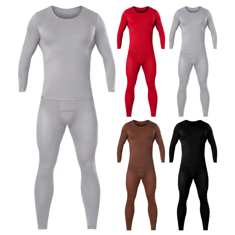 Men Thermal Underwear Set Large Size Ultra-thin Pajamas Suit High Elastic Long Sleeve Long Johns Autumn Winter Skincare Clothing