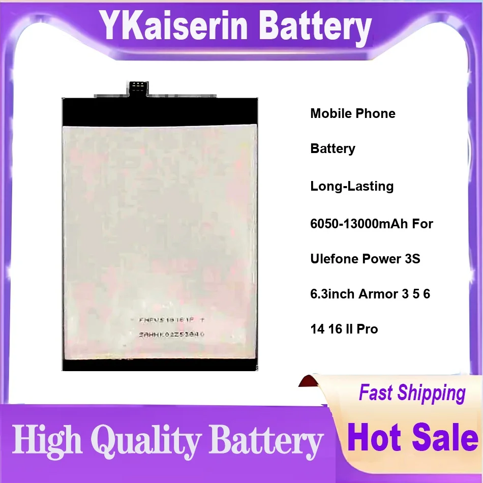 

Mobile Phone Battery Long-Lasting 6050-13000mAh For Ulefone Power 3S 6.3inch Armor 3 5 6 14 16 II Pro
