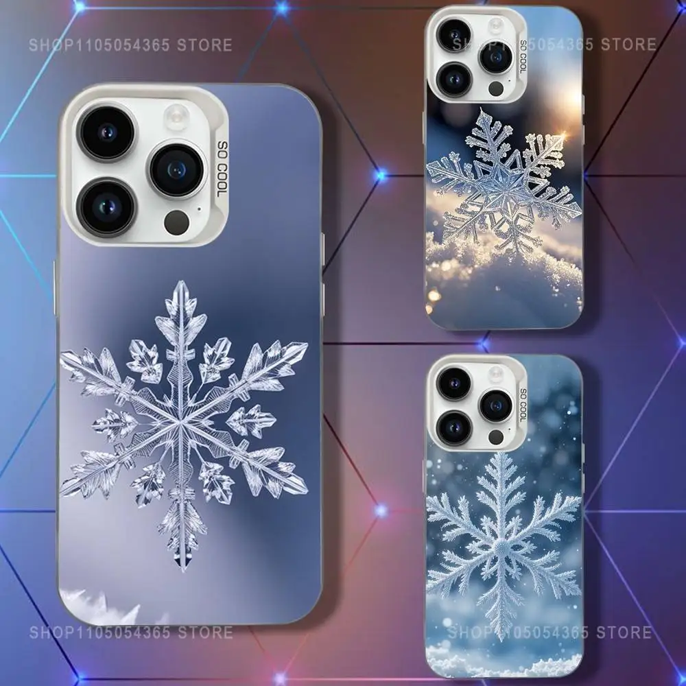 

Snowflake Art Phone Case For iPhone 16,15,14,13,12,11,Pro,XS,Max,Plus,Mini,SE White Candy Matte Shockproof Cover