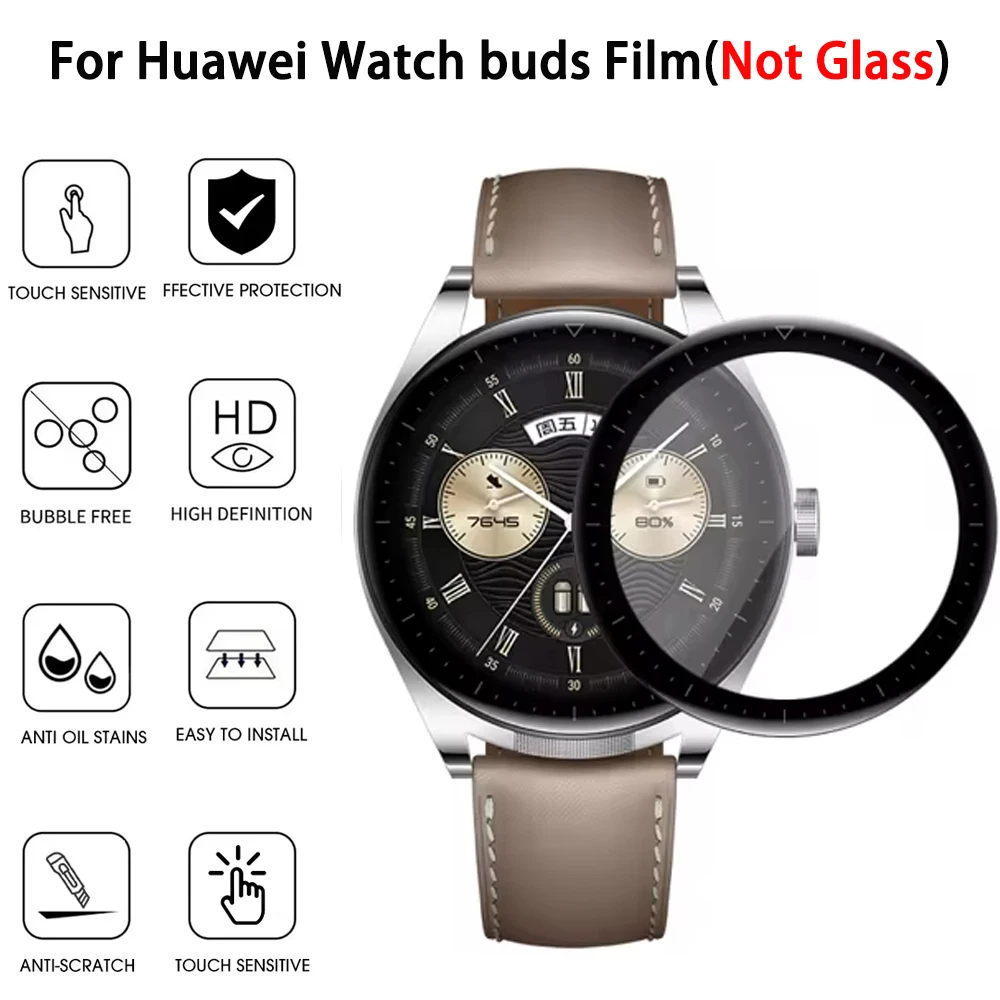 طبقة حماية لساعة Huawei Watch Buds HD Clear 3D منحني ناعم حافة غطاء واقي للشاشة لملحقات Huawei Buds Smartwatch