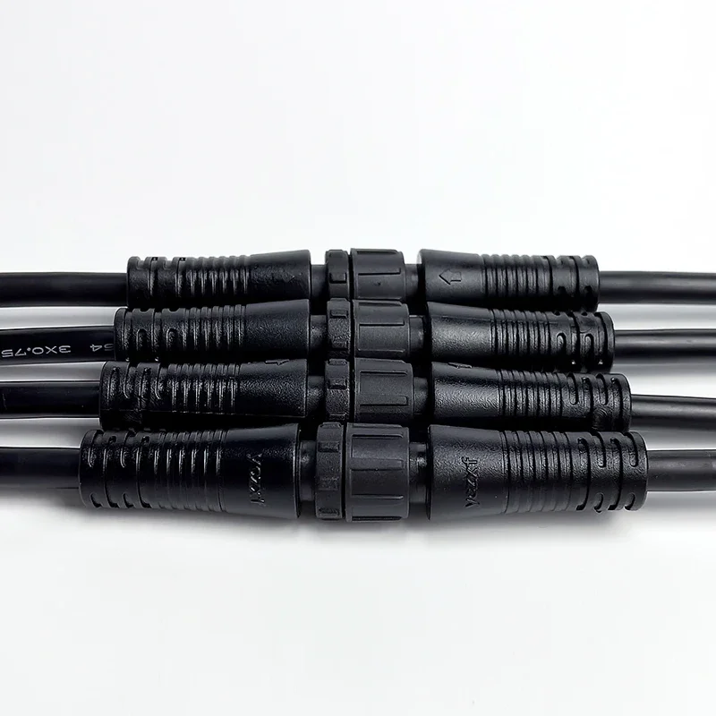 5/20Pcs M12 Waterproof 2 3 4 5 Pin IP67 Cable Wire Plug for LED Strips Male and Female 20cm Length Connector Rubber core head view 6