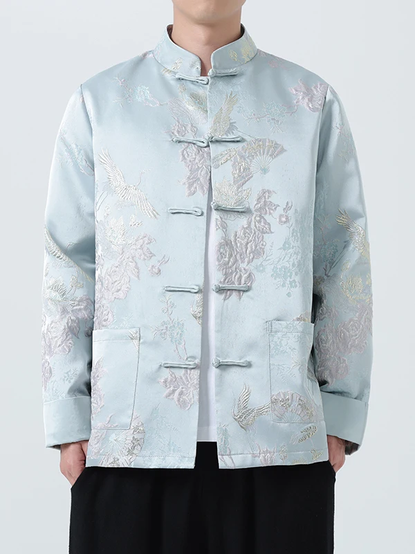 

New Chinese Sle Tang Suit Men's 3D Relief Embroidery Zhongan Coat Spring Autumn Zen Hanfu Outerwear Loose Fit Regular Sve