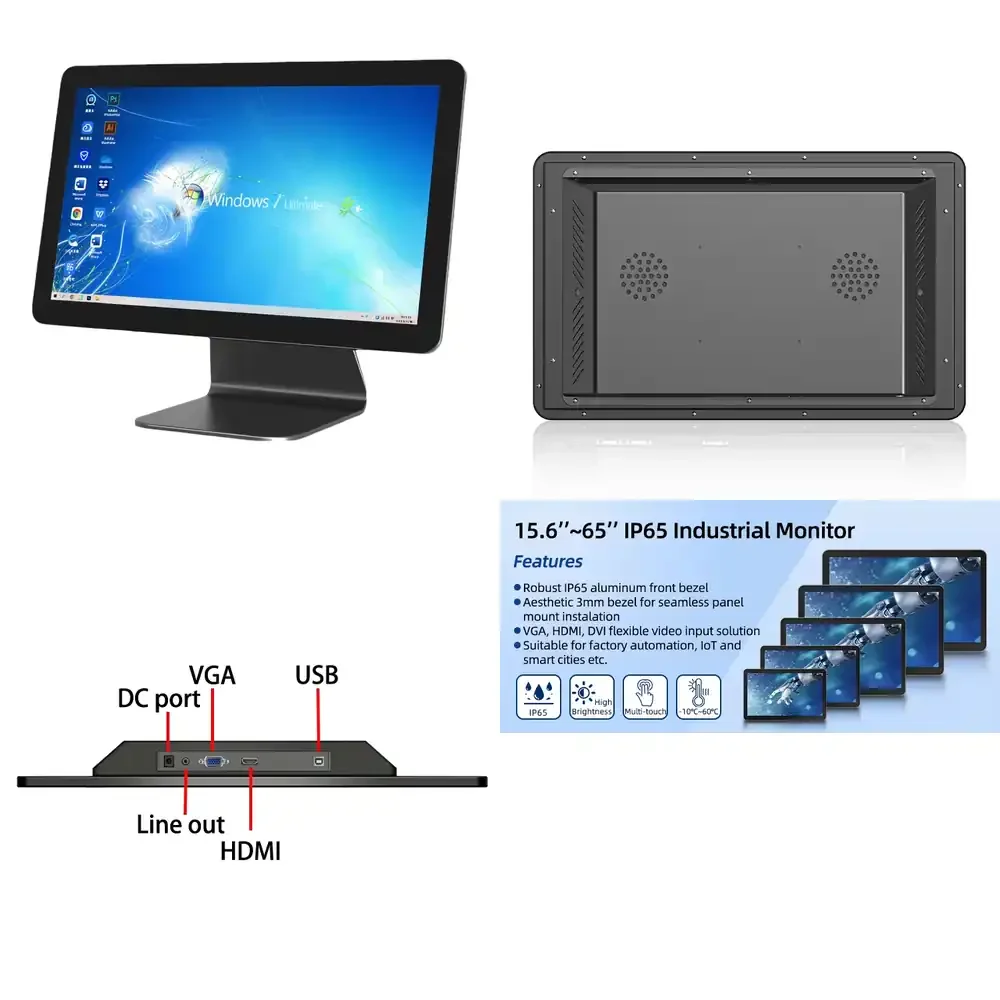 

Industrial Touch Screen 15.6 to 65 Inches for PC Desktop Automation Control Panel VESA Wall Mount for Factory