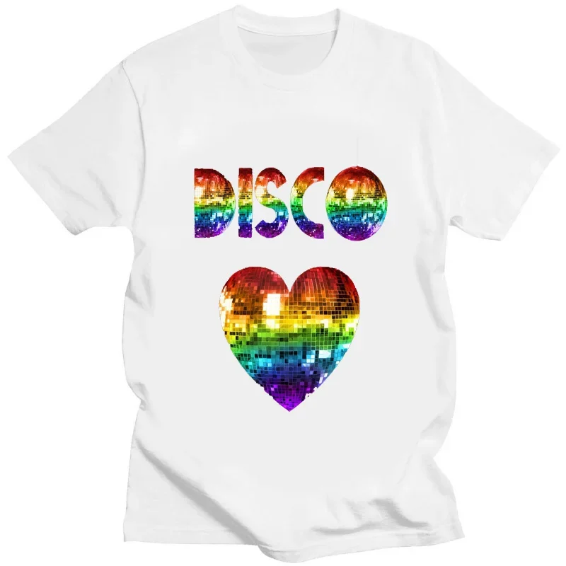 Rainbow Disco Ball Print Men Women Neon Fancy Dress Tshirt Comfor Table Male Shor Sleeve Novelty Creativity Streetwear Tee Tops