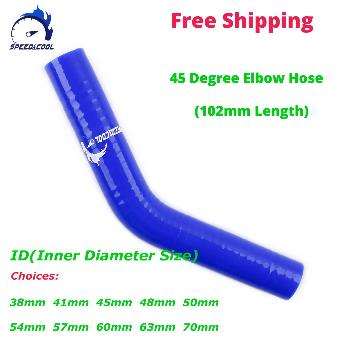 45 Degree Elbow General Silicone Coolant Intercooler Pipe Tube Hose ID 38mm 41mm 45mm 48mm 50mm 54mm 57mm 60mm 63m 70mm