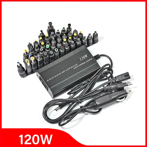 Cargador de coche ajustable de 120W, 220v, 110v a 12V, 15V, 16V, 18V, 19V, 20V, 22V, 24V, adaptador de corriente Universal AC DC, suministro Usb para Notebook
