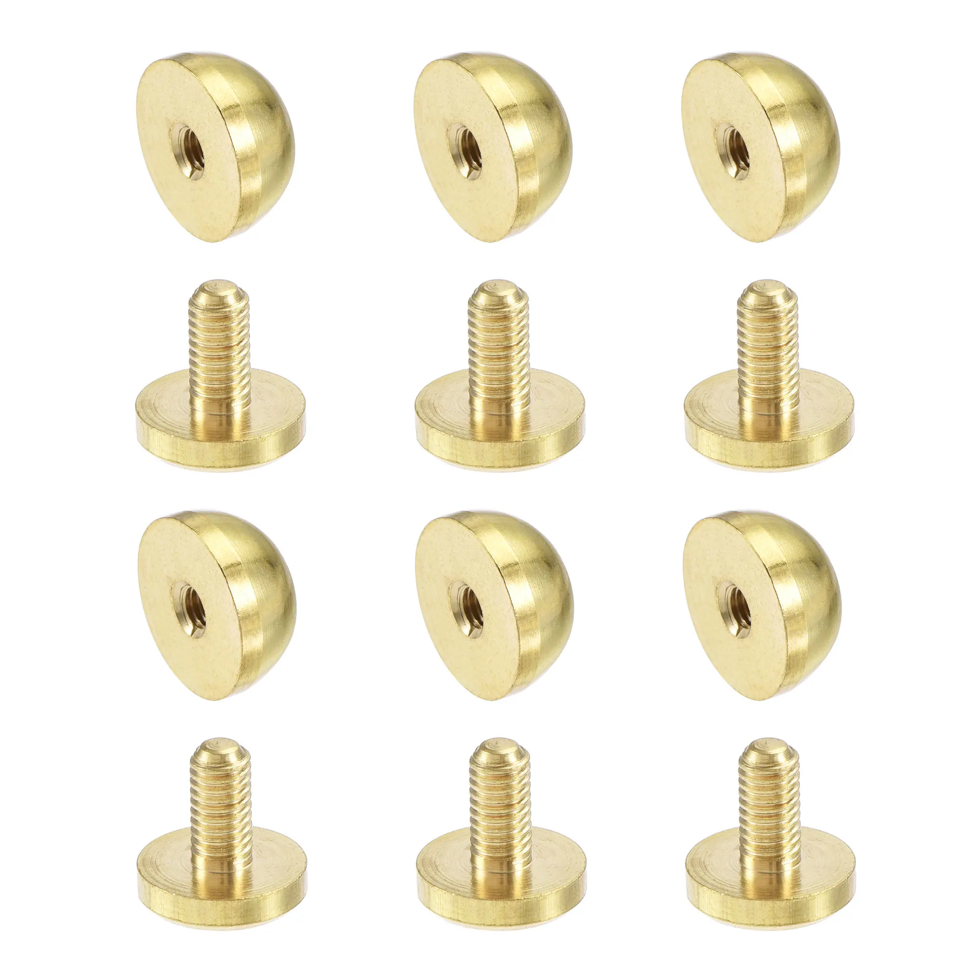 Uxcell 6Pcs 12x7mm Round Studs Rivet Purse Handbag Feet Nails Solid Brass Leather Craft DIY