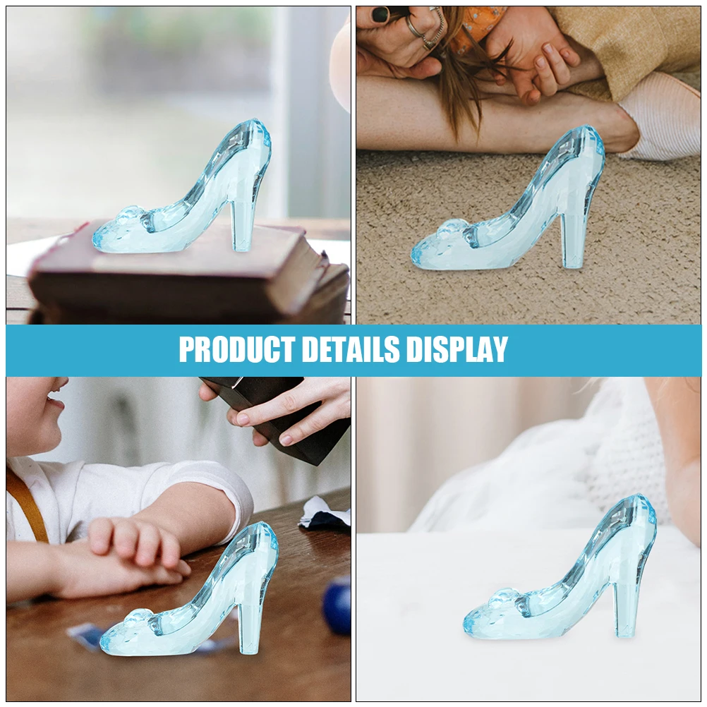 

2pcs Heels Ornaments Acrylic Crystal Shoe Decorations Desktop Fashion Mini Acrylic Crystal Shoe Model Transparent Slipper