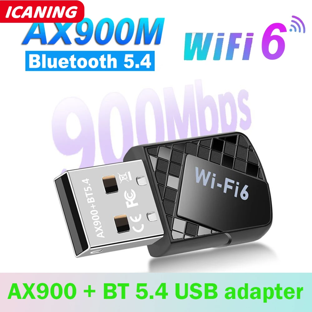 

AX900 Wi-Fi 6 2в1 USB Bluetooth 5.4 адаптер 2,4 ГГц/5 ГГц двухдиапазонный сетевой беспроводной приемник Wi-Fi для ПК стабильный сигнал