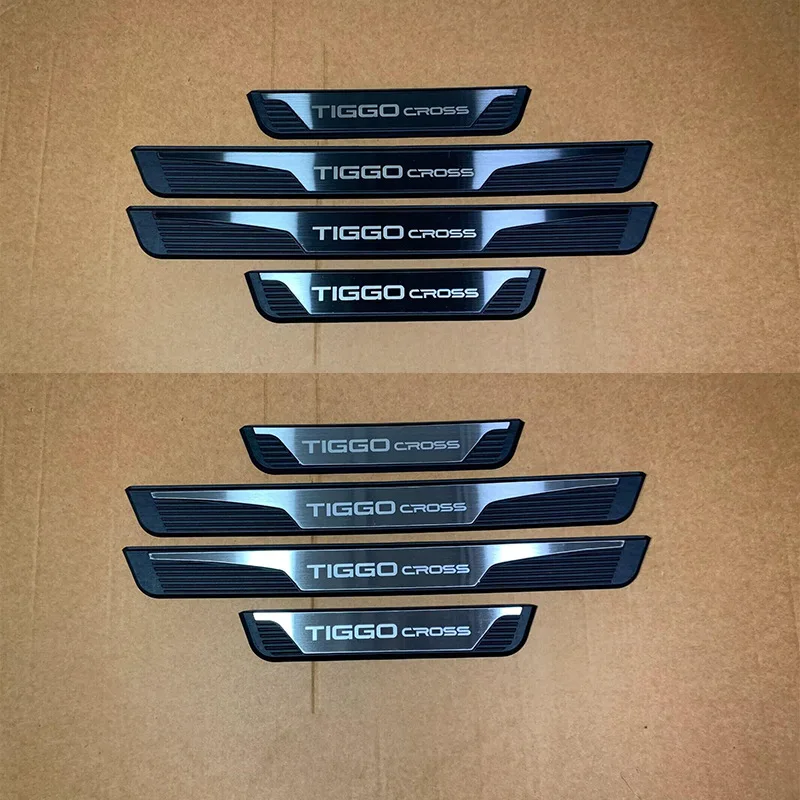 

4Pcs For Chery Tiggo Cross Stainless Steel Door Sill Scuff Plate Welcome Pedal Guard Protector Trim Car Styling Accessories