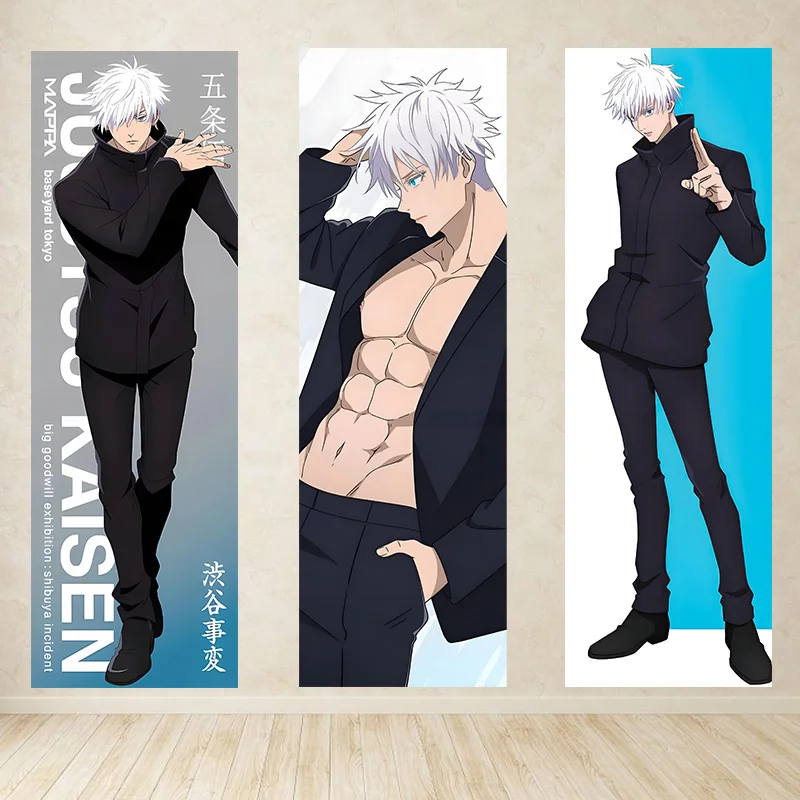 

Anime Jujutsu Kaisen Satoru Gojo Cosplay Decorative Posters Textile Wall Covering Life-size Playbill Background Cloth Xmas Gift