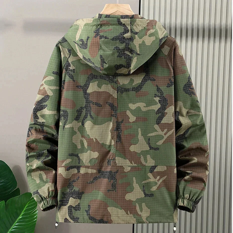 

Camouflage Jacket Men Hooded Windbreaker Plus Size 10XL 12XL Fashion Casual Camo Outerwear Coats Male Big