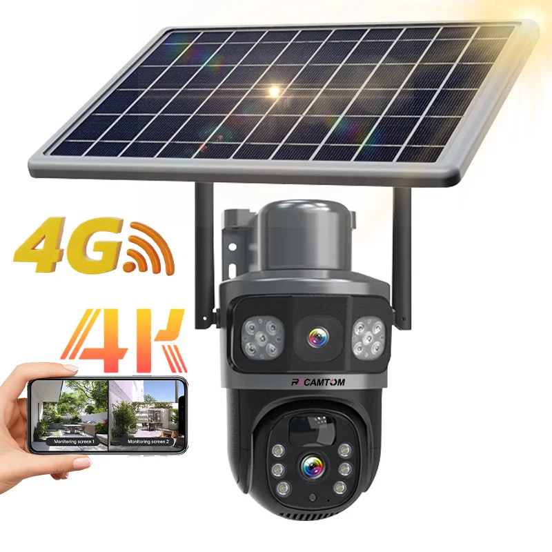 

Rscamtom Eseecloud 8MP Dual Lens Solar Camera Two Way Voice Color Night Vision Human Detection 4G Solar CCTV