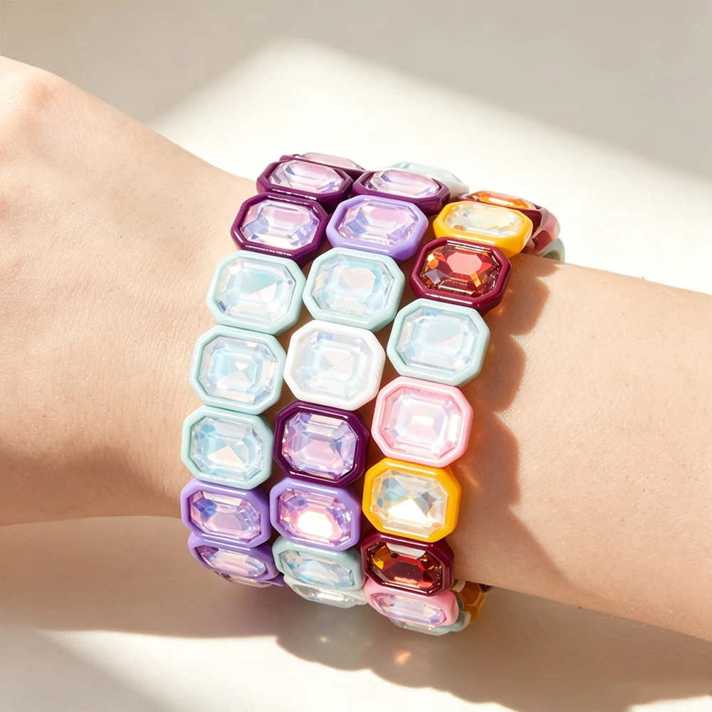 2026 12x14mm Kristallperlen Chunky Armbänder für Damen, Böhmisches Buntes Zirkonia-Armreif-Handschmuck – Detail 3