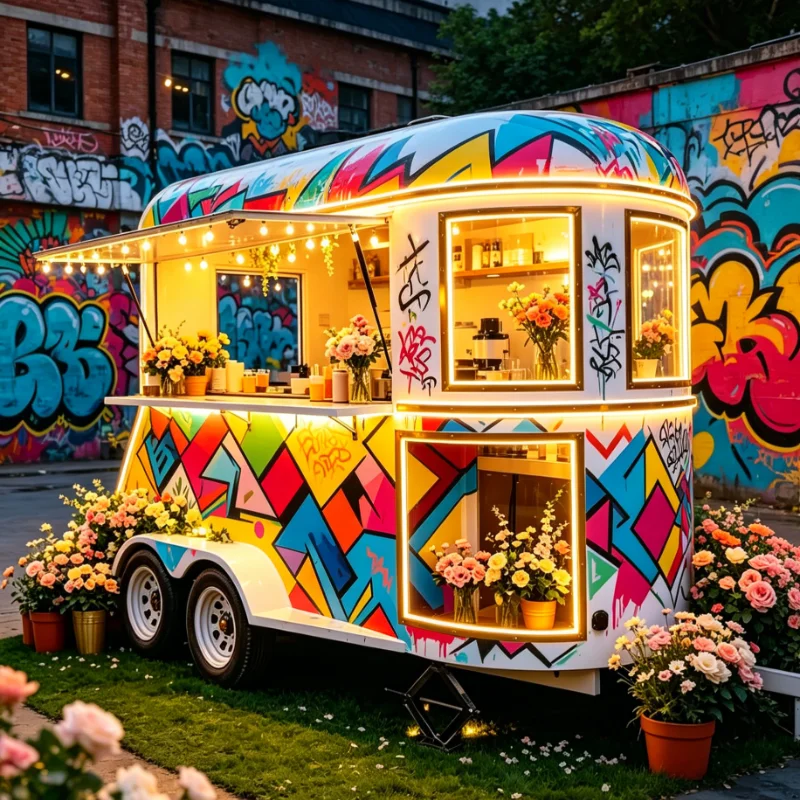 Customized Food Truck Mobile Kitchen Outdoor Catering Trailer Snack Cart Street Food Vending Trailer