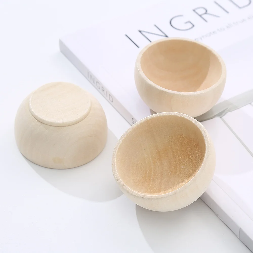 5pcs unfinished wooden bowls 57x30mm and 10pcs 40x24mm DIY handcraft mini bowls for home decoration creative painting projects