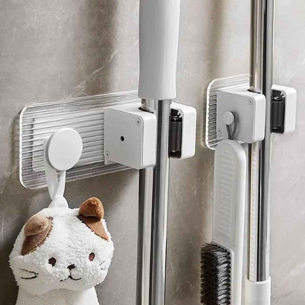 عبوتان من منظم الممسحة على الحائط مع خطافات للمطبخ والمرآب وغرفة الغسيل وتخزين غرفة النوم