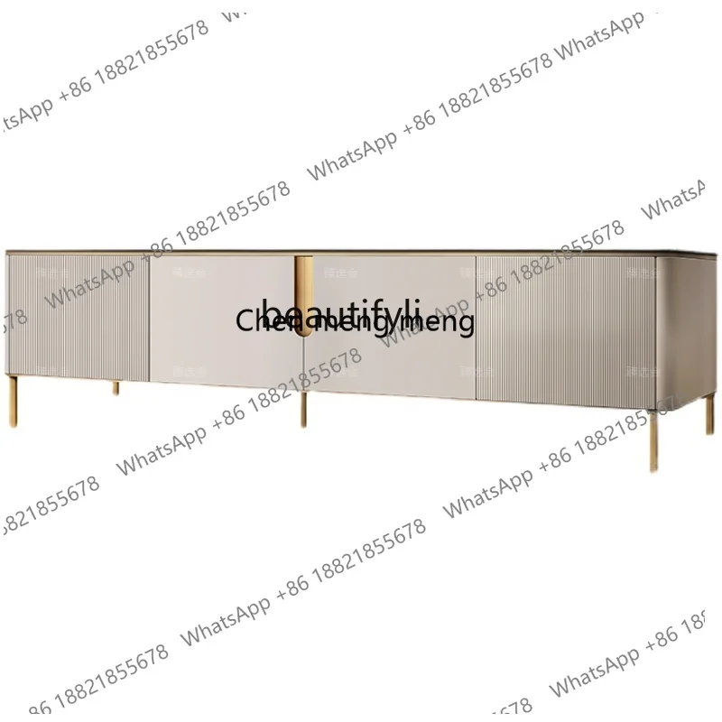 New arrive Light luxury rock slab TV cabinet coffee table combination living room solid wood locker model room floor cabinet