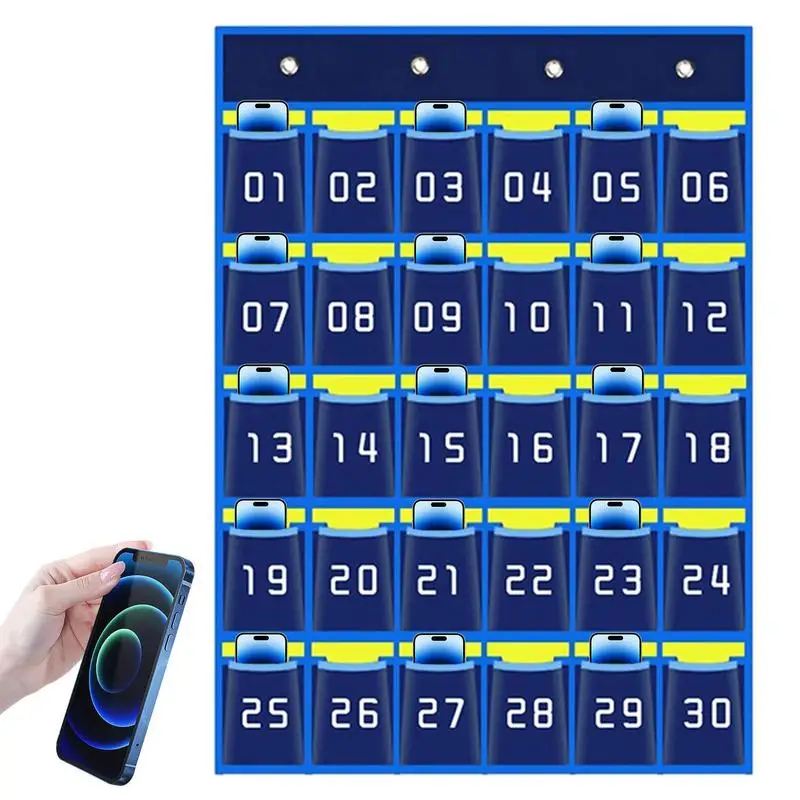 School Cell Phone Storage Wall Pocket Chart Numbered Sundries Organizer Bag Door Hanging Bag Stuff for Calculators Pens Keys