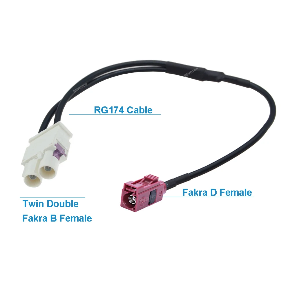 Fakra D Female to Twin Fakra B Female 90° FAKRA 2 in1 Diversity Convertor RG174 Splitter Cable Wire Harness Antenna Radio Adapte