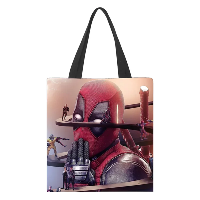 

New Deadpools & Wolveriner Shoulder Canvas Bag Hand Held Shopping Bags Full Color Print Portable Storage Friends Birthday Gifts