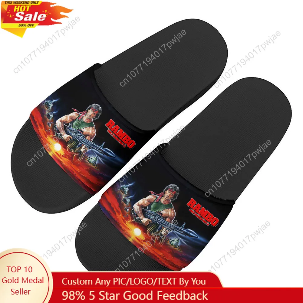 

John Rambo F-First B-Blood Slippers Home Water Shoes Mens Womens Teenagers Outdoor Beach Pool Sandals Custom Summer Slipper