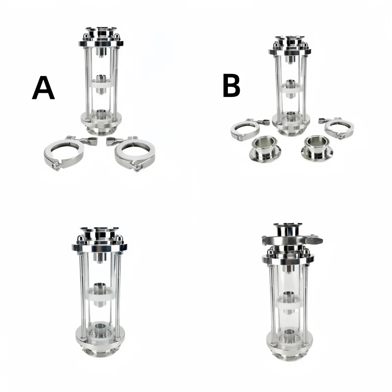 3 Floors  2inch FerruleOD64mm Distillation Lens Column With SS304 Bubble Platte Sets,Tri-Clamp Sight Glass Union For Homebrew